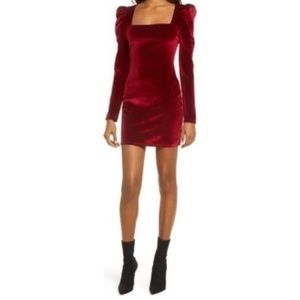 Reformation Lunar Puff Sleeve Red Velvet Mini Dress L Whimsigoth Date Sexy Party
